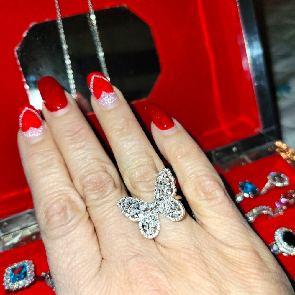 GORGEOUS 🦋 BUTTERFLY CZz  platinum plated RING Size 7, 8 & 9